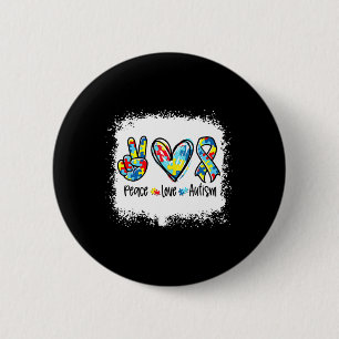 Peace Love Autism In April We Wear Blue For Autism 6 Cm Round Badge