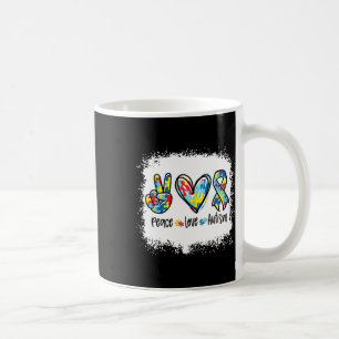 Peace Love Autism In April We Wear Blue For Autism Coffee Mug