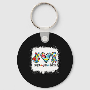 Peace Love Autism In April We Wear Blue For Autism Key Ring