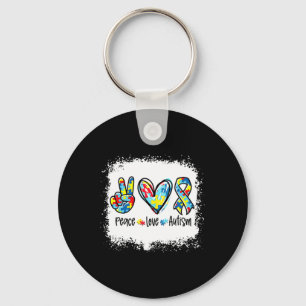 Peace Love Autism In April We Wear Blue For Autism Key Ring