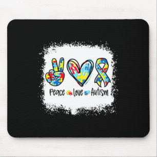 Peace Love Autism In April We Wear Blue For Autism Mouse Mat