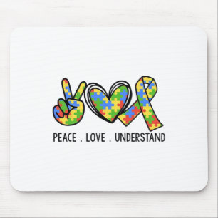 Peace Love Autism In April We Wear Blue For Autism Mouse Mat