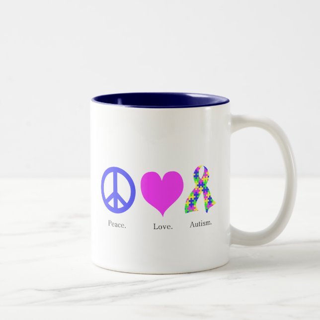 Peace. Love. Autism. (pastel coloured) Mug (Right)