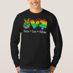 Peace Love Autism Poppin Autism Awareness Month Fi T-Shirt