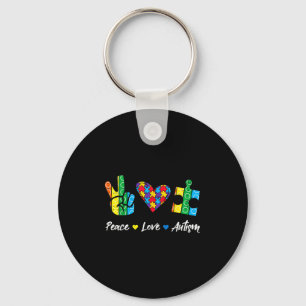 Peace Love Autism Puzzle Awareness Autistic Men Wo Key Ring