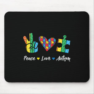 Peace Love Autism Puzzle Awareness Autistic Men Wo Mouse Mat