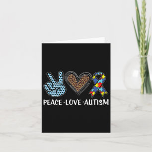 Peace Love Autism Puzzle Pieces Ribbon Autism Awar Card