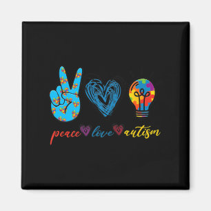 Peace Love Autism Puzzle Ribbon Autism Awareness P Magnet