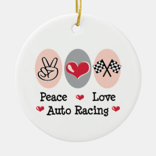 Peace Love Auto Racing Ornament
