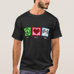 Peace Love Auto Racing T-Shirt<br><div class="desc">A peace sign,  heart,  and a flag for car races. I love racing cars and watching auto races.</div>
