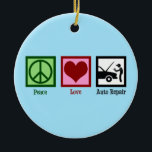 Peace Love Auto Repair Car Mechanic Ceramic Tree Decoration<br><div class="desc">Peace Love Auto Repair. A cool automobile repairman gift for a car mechanic at an automotive mechanic shop,  vehicle technician,  or service department that fixes cars.</div>