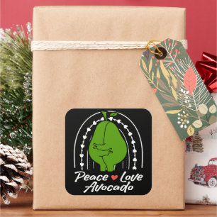 Peace Love Avocado Funny Retro Avocado Fruit Lover Square Sticker