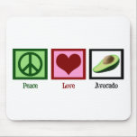 Peace Love Avocado Mouse Mat<br><div class="desc">A pretty peace sign,  heart and a green avocado gift. Cute present for people who love guacamole.</div>