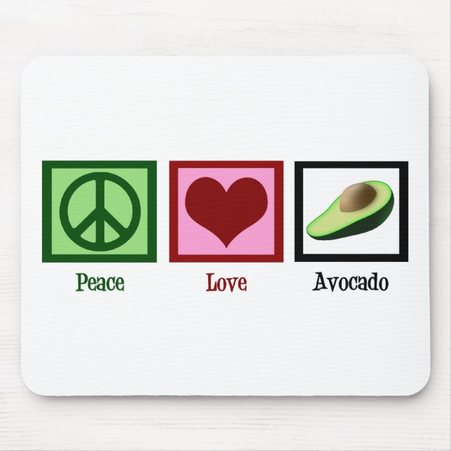 Peace Love Avocado Mouse Mat (Front)