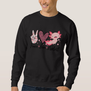 Peace Love Axolotl Heart Leopard  Kids Girls Teena Sweatshirt