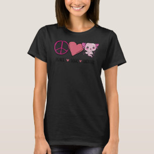 Peace Love Axolotl Mexican Salamander Amphibian Ax T-Shirt