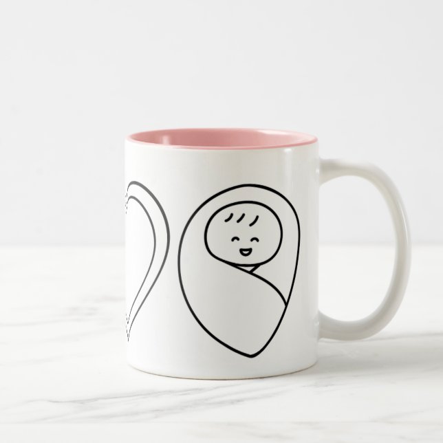 Peace Love Babies Two-Tone Coffee Mug (Right)