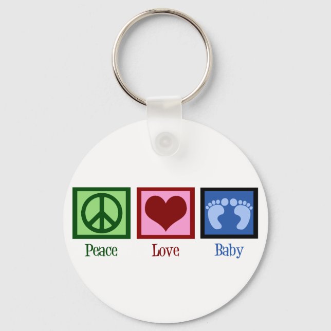 Peace Love Baby Boy Key Ring (Front)