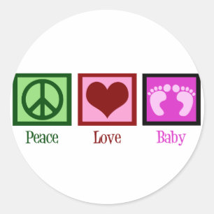 Peace Love Baby Girl Classic Round Sticker