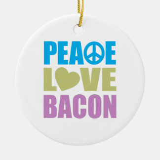 Peace Love Bacon Ceramic Tree Decoration