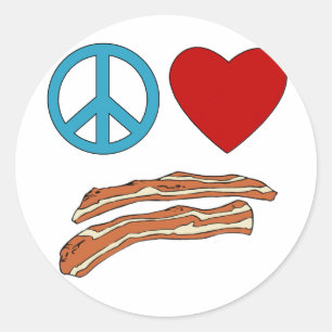 Peace Love Bacon Symbology Tshirt, Mug Classic Round Sticker