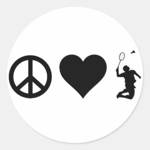 Peace Love Badminton Classic Round Sticker