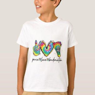 Peace Love Badminton Funny Tie Dye Badminton Lover T-Shirt