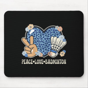 Peace Love Badminton Lover Leopard Print Girl Cute Mouse Mat