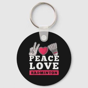 Peace Love Badminton Player Heart Shuttle Sport Pl Key Ring