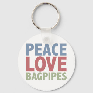 Peace Love Bagpipes Key Ring