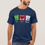 Peace Love Bagpipes T-Shirt<br><div class="desc">Peace Love Bagpipes. Cool bagpipe player gift featuring a cute peace sign,  heart,  and the instrument.</div>