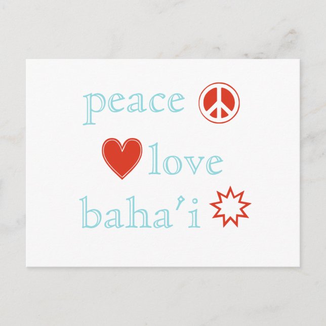 Peace Love Bahai Postcard (Front)