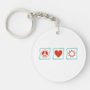 Peace Love Baha'i Squares Key Ring