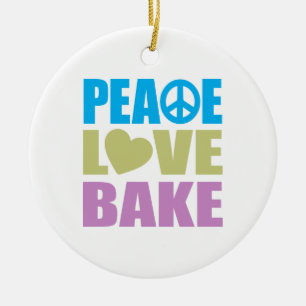Peace Love Bake Ceramic Tree Decoration