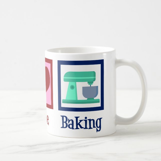 Peace Love Baking Cute Bakery Teal Stand Mixer Coffee Mug (Right)