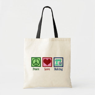 Peace Love Baking Cute Bakery Teal Stand Mixer Tote Bag