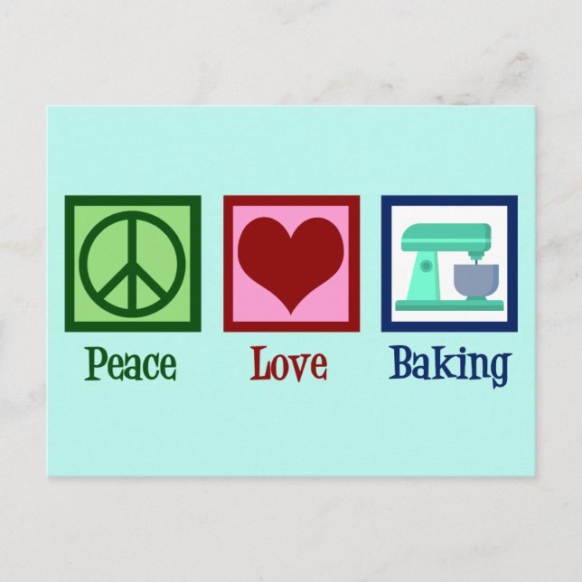 Peace Love Baking Postcard (Front)