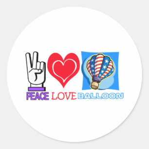 PEACE LOVE BALLOON CLASSIC ROUND STICKER