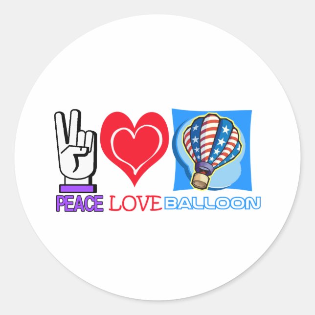 PEACE LOVE BALLOON CLASSIC ROUND STICKER (Front)