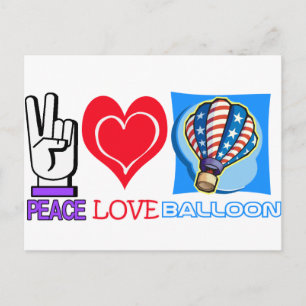 PEACE LOVE BALLOON POSTCARD