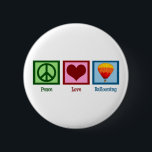 Peace Love Ballooning 6 Cm Round Badge<br><div class="desc">A peace sign,  heart,  and a cute hot air balloon.</div>