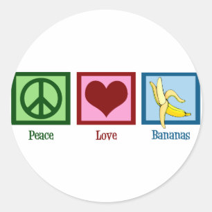 Peace Love Bananas Classic Round Sticker