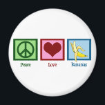 Peace Love Bananas Magnet<br><div class="desc">I love eating fruit,  especially yummy yellow bananas.</div>