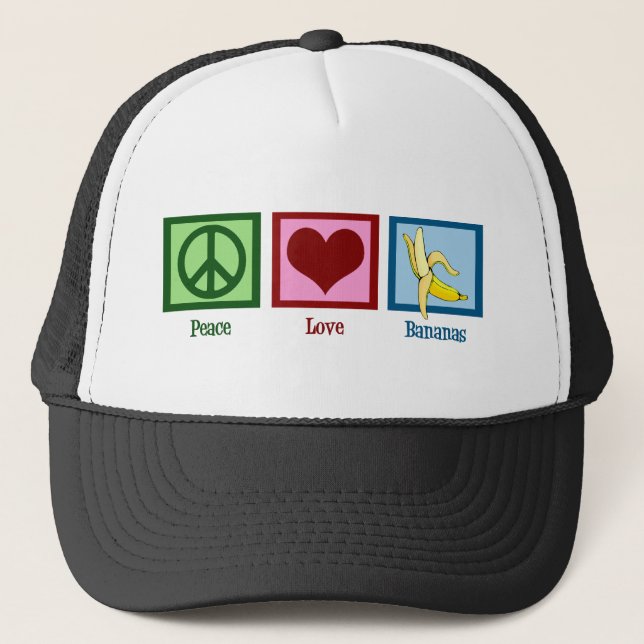 Peace Love Bananas Trucker Hat (Front)