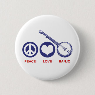 Peace Love Banjo 6 Cm Round Badge