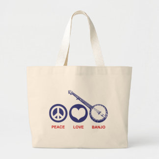 Peace Love Banjo Large Tote Bag