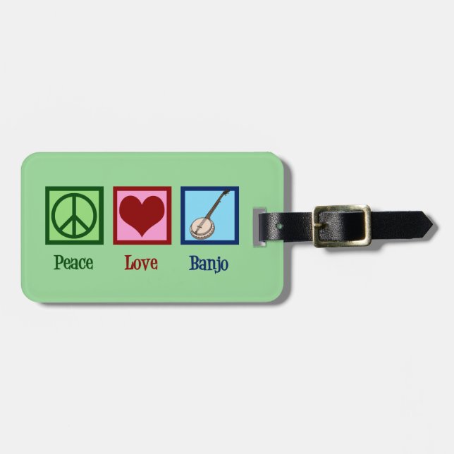 Peace Love Banjo Luggage Tag (Front Horizontal)