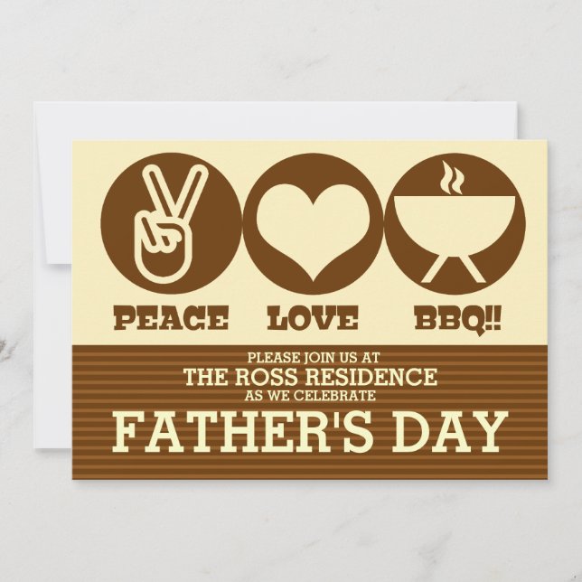 Peace Love Barbeque Father's Day Party Invitation (Front)