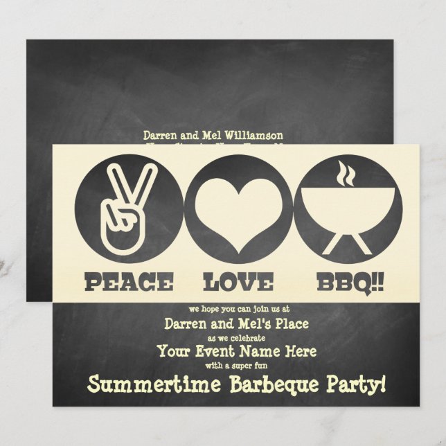 Peace Love Barbeque Invitation (Front/Back)