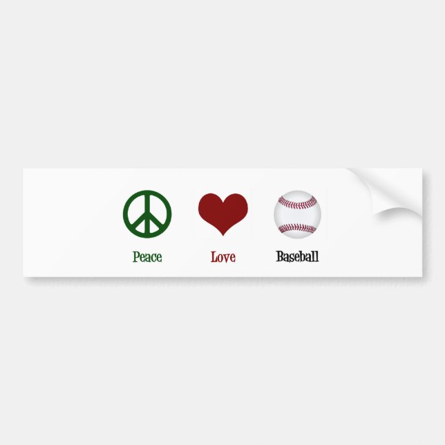 Peace Love Baseball Bumper Sticker (Front)